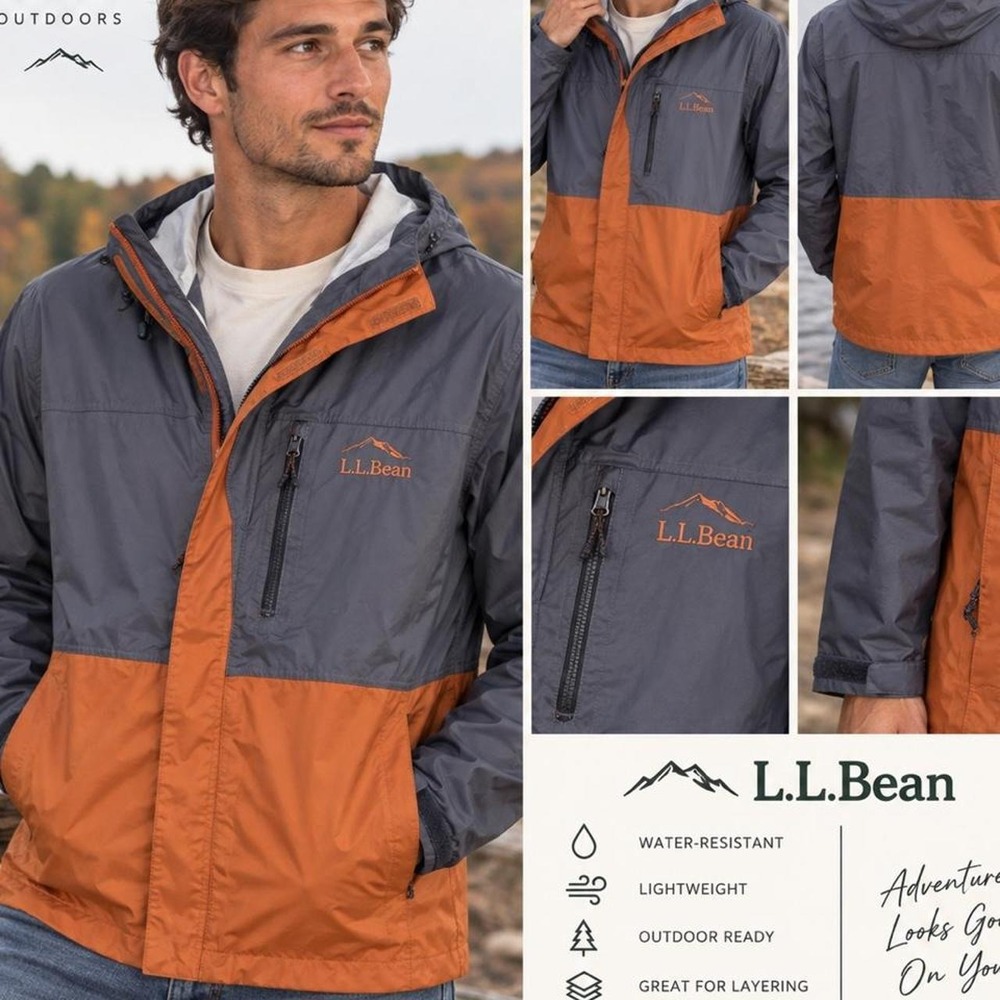 L.L.Bean Men's Trail Model Waterproof 3-in-1 Hooded Lightweight Jacket | XL